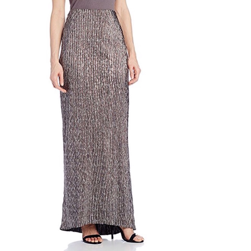 BCBGENERATION MAXI SKIRT MERMAID BROWN SILVER LONG